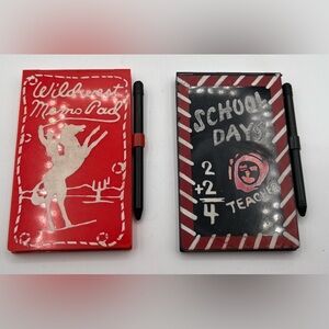 Vintage 1950s Celluloid Memo Pads By Fosta Wild West School Days Pencils Paper